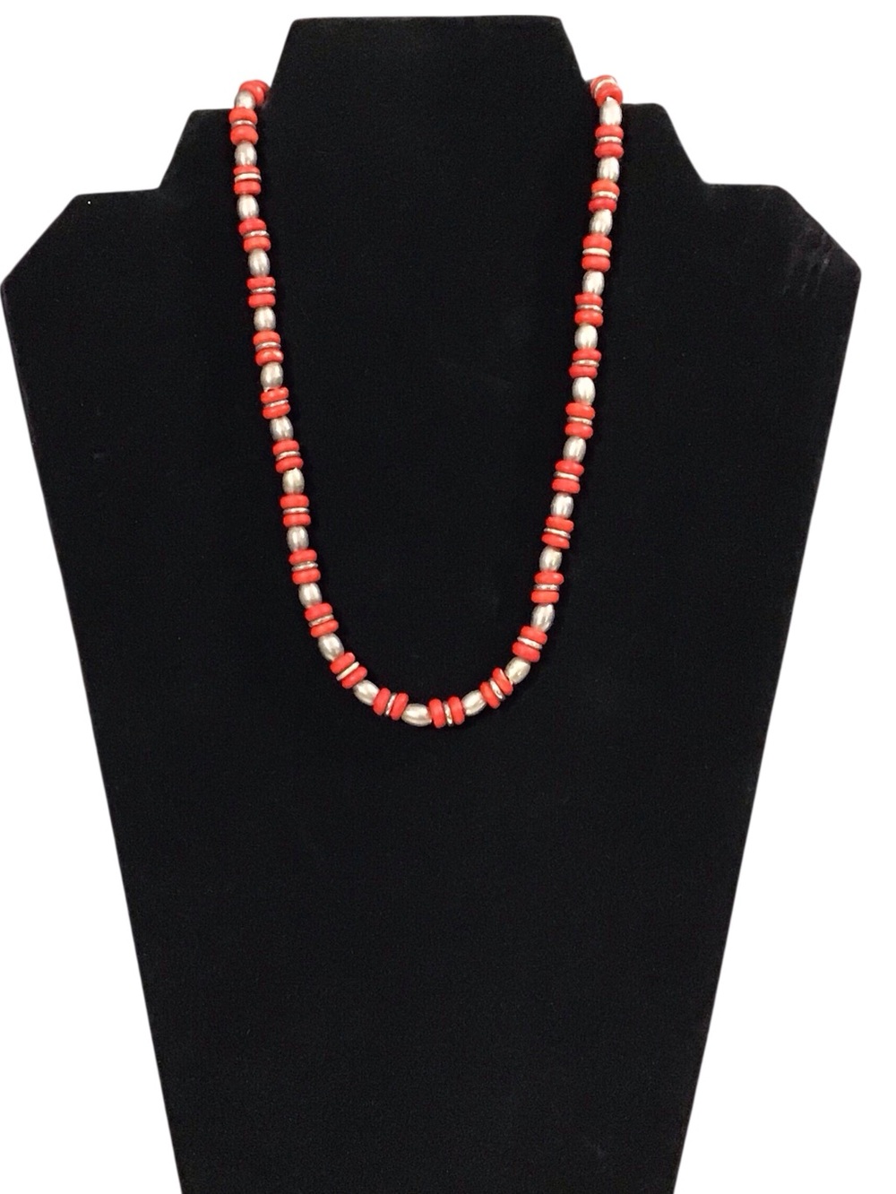 Beaded Red Silver Beaded Necklace Fashion Jewelry